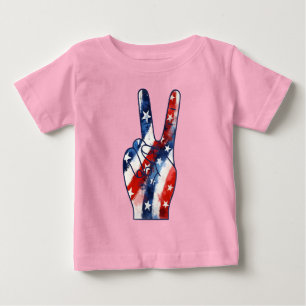 T-shirt Pour Bébé Signe de paix patriotique avec motif de drapeau am