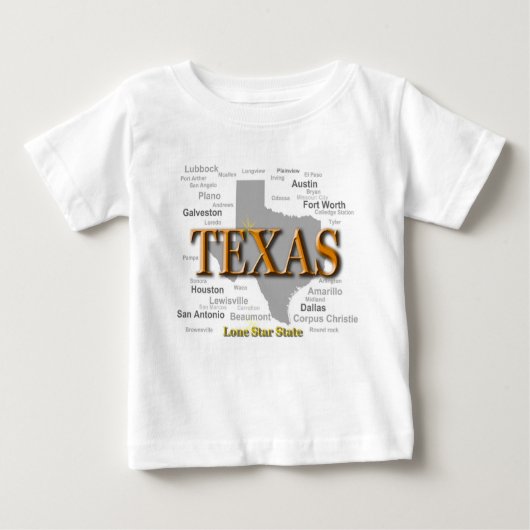 T-shirt Pour Bébé Silhouette de carte de fierté d'état du Texas (Devant)