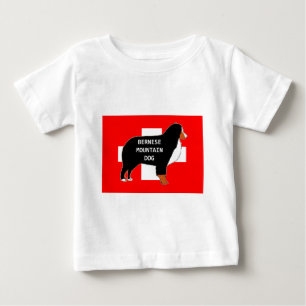 T-shirt Pour Bébé silhouette de nom de bernois sur drapeau rouille.