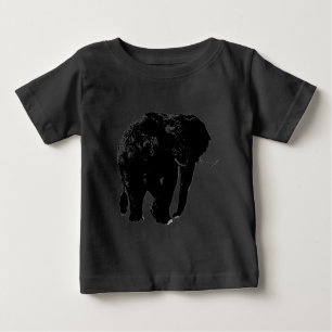 T-shirt Pour Bébé Silhouette d'éléphant noir