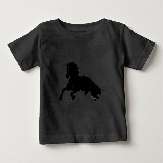 T-shirt Pour Bébé Silhouette du cheval blanc noir (Devant)