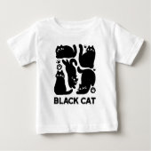 T-shirt Pour Bébé Silhouettes de chat noir - Design Feline mignon (Devant)