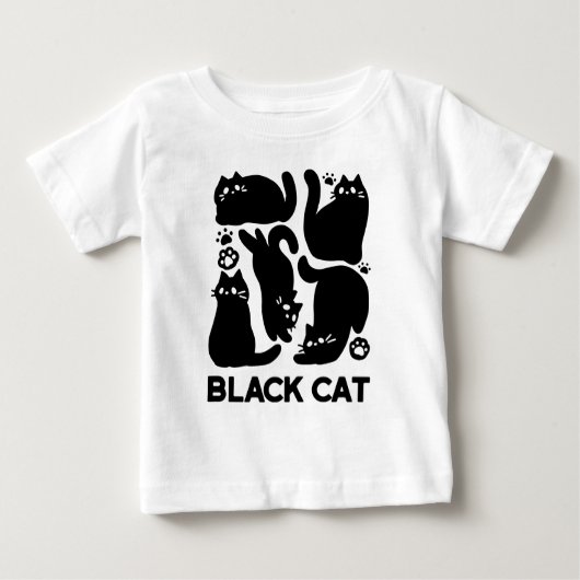 T-shirt Pour Bébé Silhouettes de chat noir - Design Feline mignon (Devant)