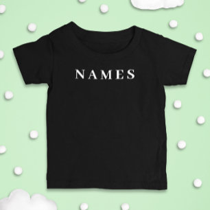 T-shirt Pour Bébé Simple Black Custom Ajouter Votre Nom Élégant