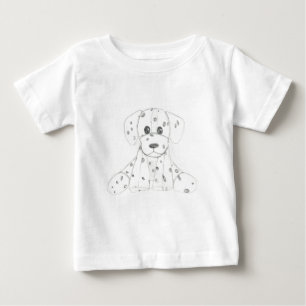 T-shirt Pour Bébé simple gribouillis de chien dalmatien noir blanc p