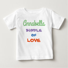 T-shirt Pour Bébé Simple joli script coloré blanc "Bundle of Love"