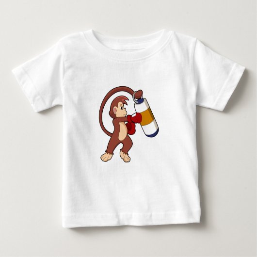 T-shirt Pour Bébé Singe à la boxe avec sac de poinçonnage (Devant)