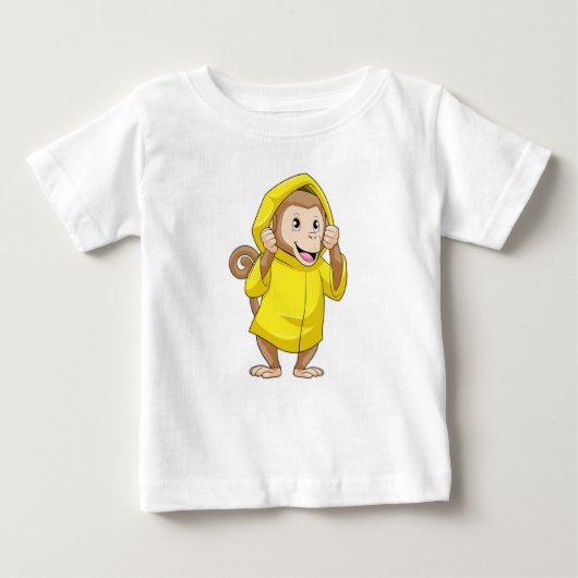 T-shirt Pour Bébé Singe à la pluie avec Raincoat (Devant)
