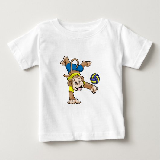 T-shirt Pour Bébé Singe aux sports avec volleyball (Devant)