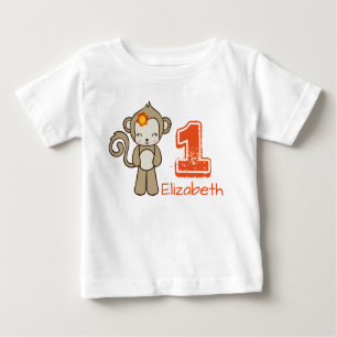 T-shirt Pour Bébé Singe Avec Fleur Cute Kawaii Anniversaire