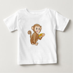 T-shirt Pour Bébé Singe avec morceau de pizza