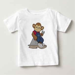 T-shirt Pour Bébé Singe comme mécanicien avec clé