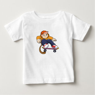 T-shirt Pour Bébé Singe comme patineur avec skateboard