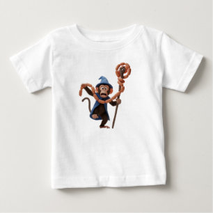 T-shirt Pour Bébé Singe de dessin animé drôle magicien avec un bâton