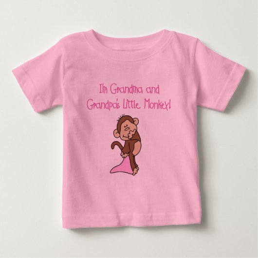 T-shirt Pour Bébé Singe de grand-mère et grand-père - rose (Devant)