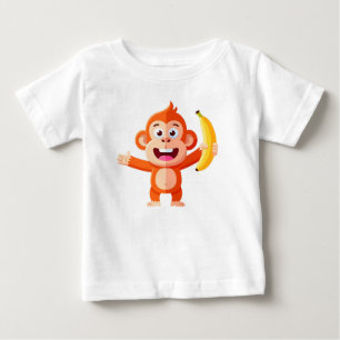 T-shirt Pour Bébé Singe heureux petit avec banane