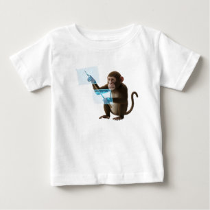 T-shirt Pour Bébé Singe intelligent utilisant Wo holographique futur