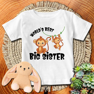 T-shirt Pour Bébé Singe - Meilleure Grande Sœur du Monde