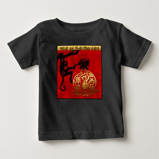 T-shirt Pour Bébé Singe mignon Chinois Nouvel An Zodiac Anniversaire (Devant)