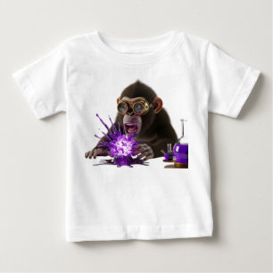 T-shirt Pour Bébé Singe Scientifique Choqué avec du Che Explosant Vi