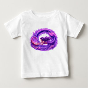 T-shirt Pour Bébé Sirène Chercheuse de Perle Violette Art Fantastiqu