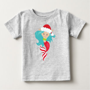 T-shirt Pour Bébé Sirène de Noël, Chapeau de Noël, Noël, Nouvel An