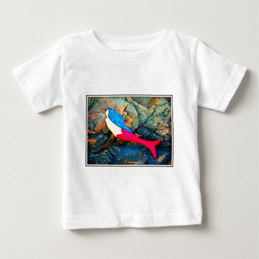 T-shirt Pour Bébé sirène rouge et bleue (Devant)