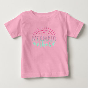 T-shirt Pour Bébé Sirène scintillante rose chaud et vert
