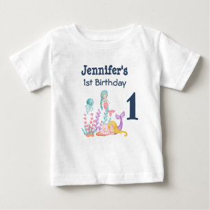T-shirt Pour Bébé Sirènes et méduses 1er anniversaire