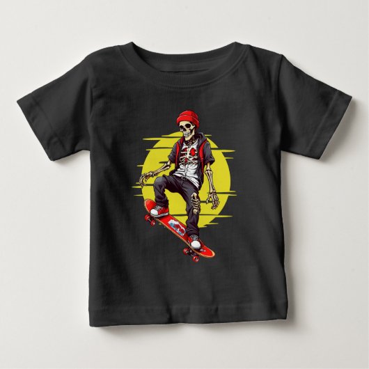 T-shirt Pour Bébé Skateboard Skeleton (Devant)
