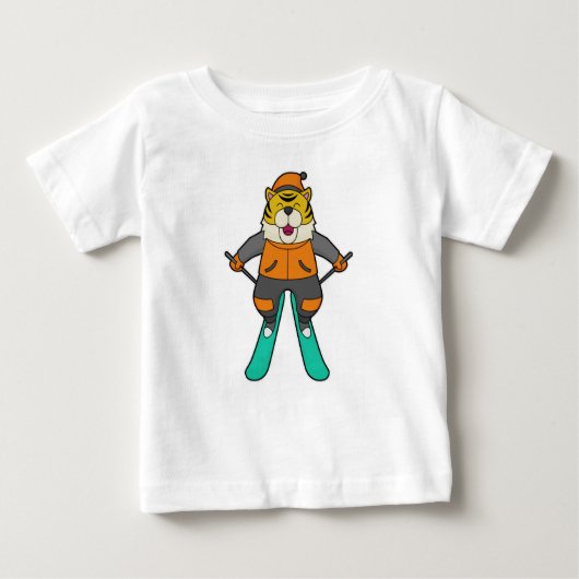 T-shirt Pour Bébé Ski de Tiger (Devant)