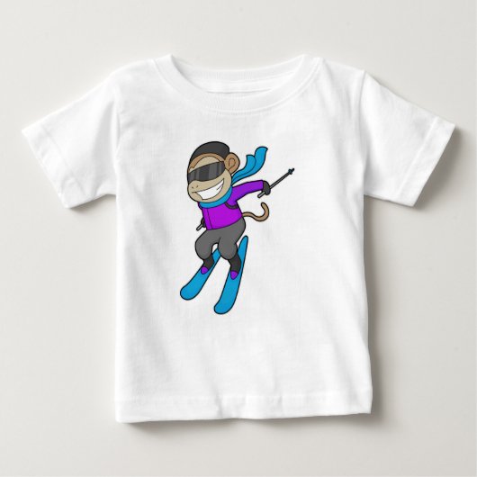 T-shirt Pour Bébé Ski Monkey (Devant)