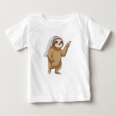 T-shirt Pour Bébé Sloth as Bride with Veil (Devant)