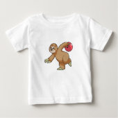 T-shirt Pour Bébé Sloth at Bowling avec Bowling ball (Devant)