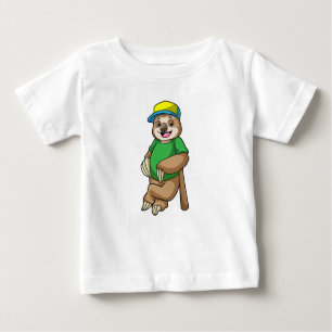 T-shirt Pour Bébé Sloth au baseball avec batte de baseball