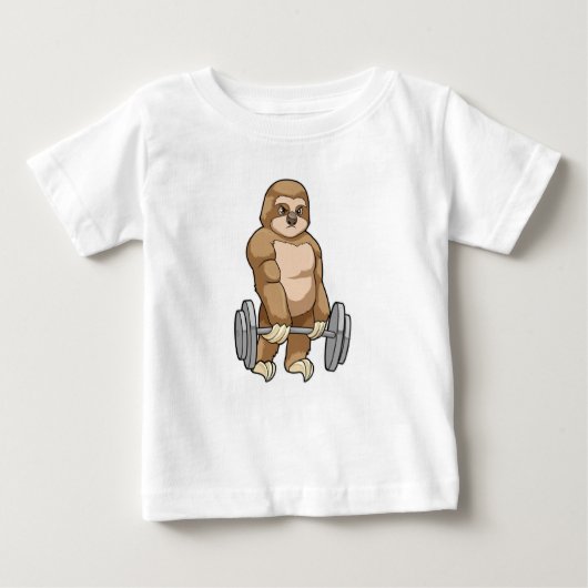 T-shirt Pour Bébé Sloth au Bodybuilding avec Barbell (Devant)