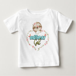 T-shirt Pour Bébé Sloth Birthday Girl Sloth Lovers Cadeaux