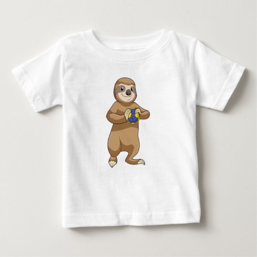 T-shirt Pour Bébé Sloth comme joueur de handball avec Handball (Devant)