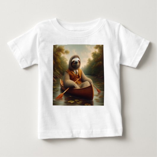 T-shirt Pour Bébé Sloth Dans Un Canoë (Devant)