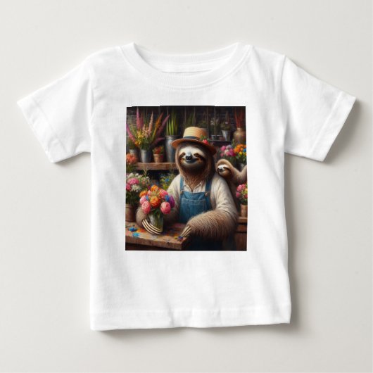 T-shirt Pour Bébé Sloth Florist (Devant)