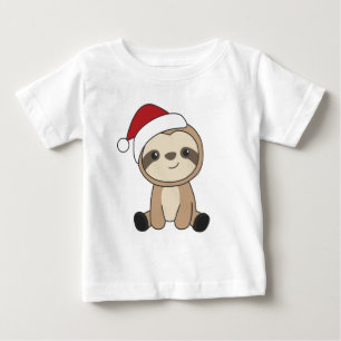 T-shirt Pour Bébé Sloth Noël Neige Hiver Animaux Machines à sous Béb