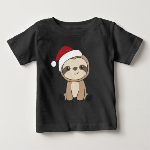 T-shirt Pour Bébé Sloth Noël Neige Hiver Animaux Machines à sous Béb