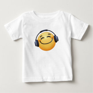 T-shirt Pour Bébé Smiley Headhphone Emoji Fine Jersey