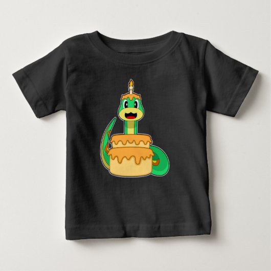 T-shirt Pour Bébé Snake Anniversaire Chandelle Gâteau (Devant)