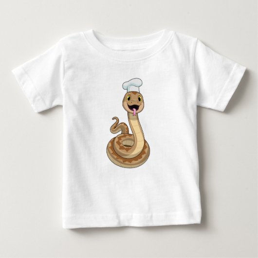 T-shirt Pour Bébé Snake as Cook avec Chef casquette (Devant)