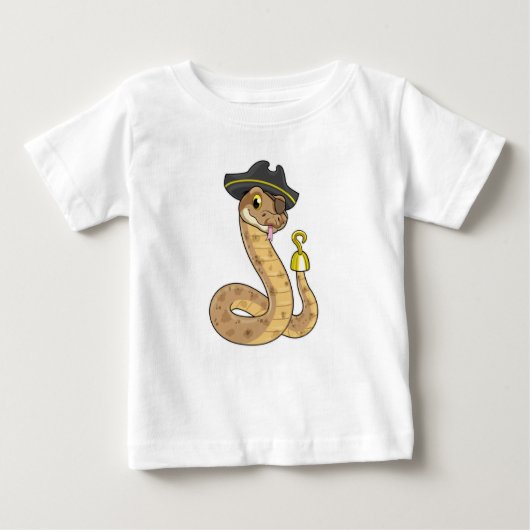 T-shirt Pour Bébé Snake as Pirate with Hook Hand & Eye patch (Devant)