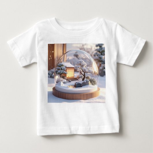T-shirt Pour Bébé Snow Globe Serenity – Japanese House in Winter Sti (Devant)