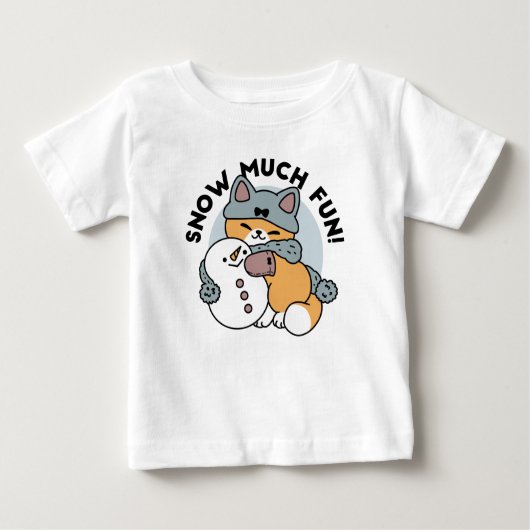 T-shirt Pour Bébé Snow Much Fun Cat Winter Holiday Design (Devant)