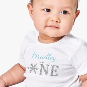 T-shirt Pour Bébé Snowflake hiver "Festive One" 1er anniversaire