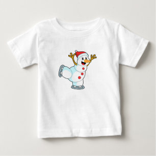 T-shirt Pour Bébé Snowman au patinage sur glace avec patins sur glac